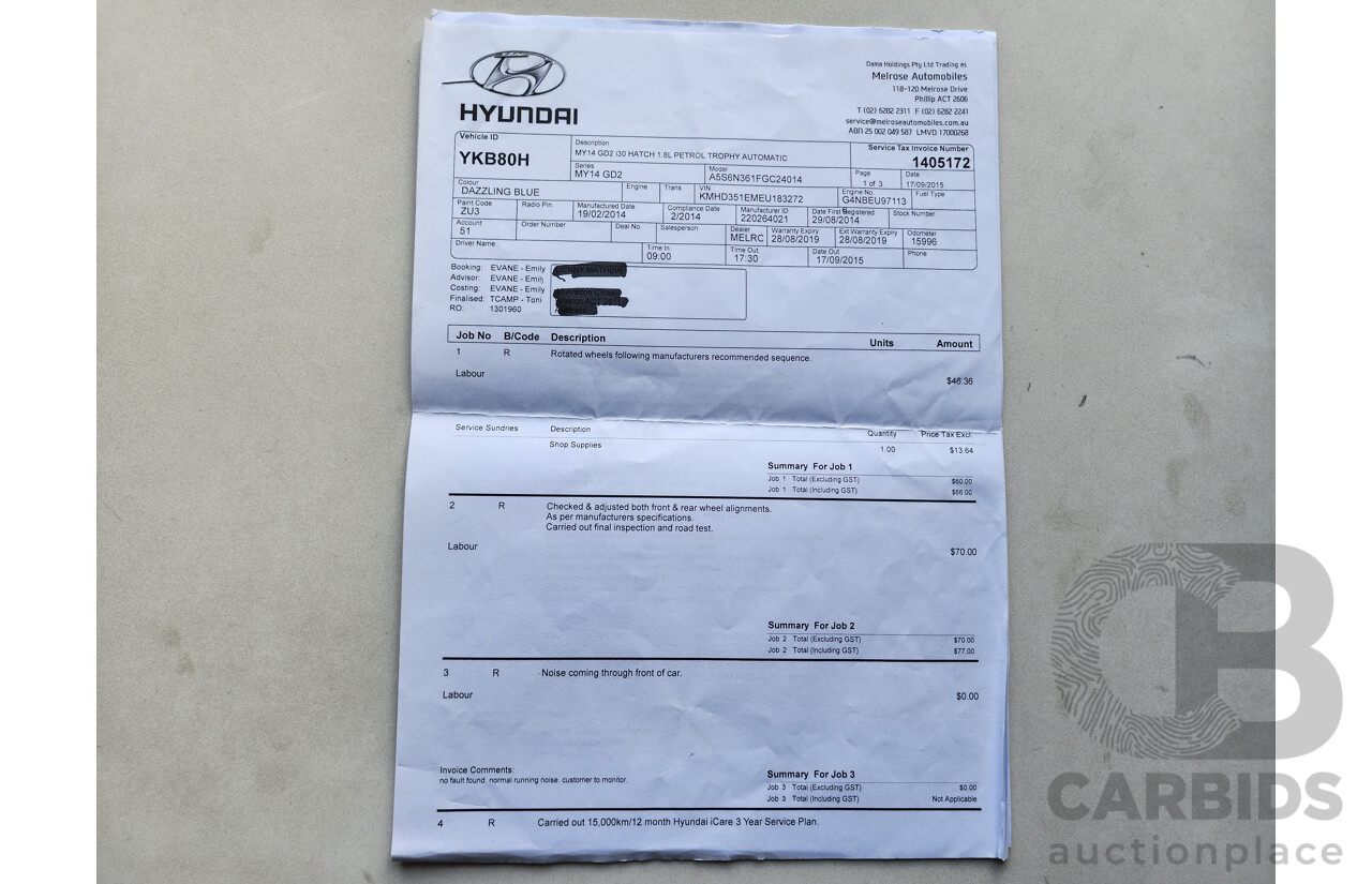 4/2014 Hyundai i30 Trophy GD MY14 5d Hatchback Blue 1.8L