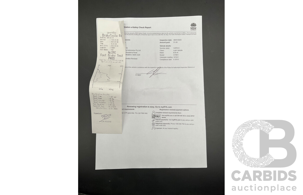 05/2015 BMW i3 REx Hybrid (RWD) IO1 4d Hatchback Solar Orange Metallic/Fluid Black 0.6L - 125kW