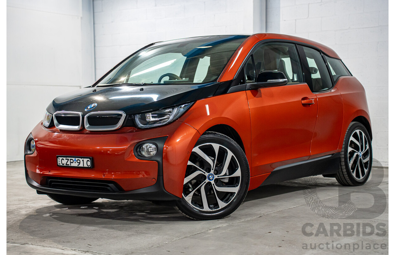 05/2015 BMW i3 REx Hybrid (RWD) IO1 4d Hatchback Solar Orange Metallic/Fluid Black 0.6L - 125kW