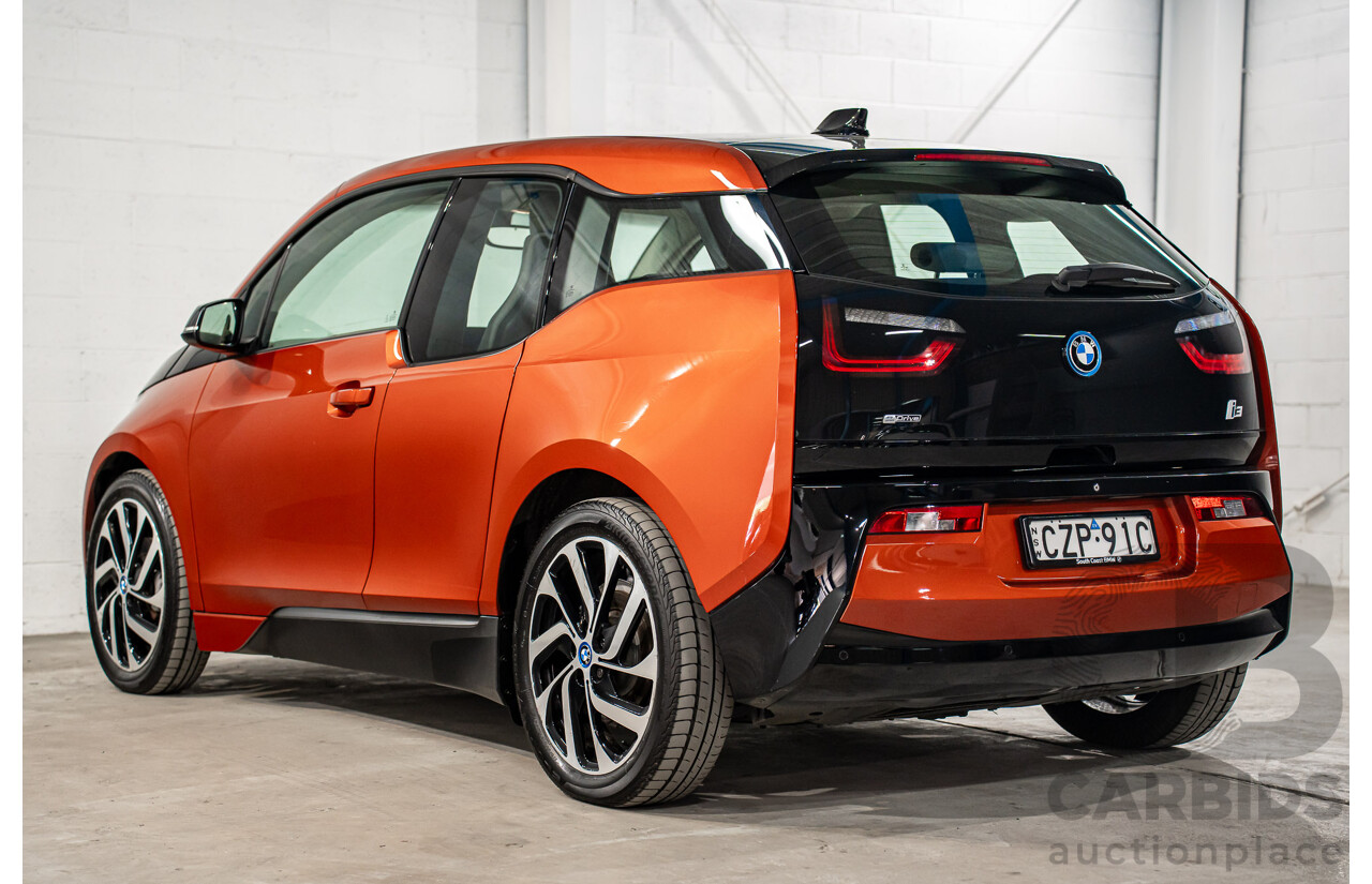 05/2015 BMW i3 REx Hybrid (RWD) IO1 4d Hatchback Solar Orange Metallic/Fluid Black 0.6L - 125kW