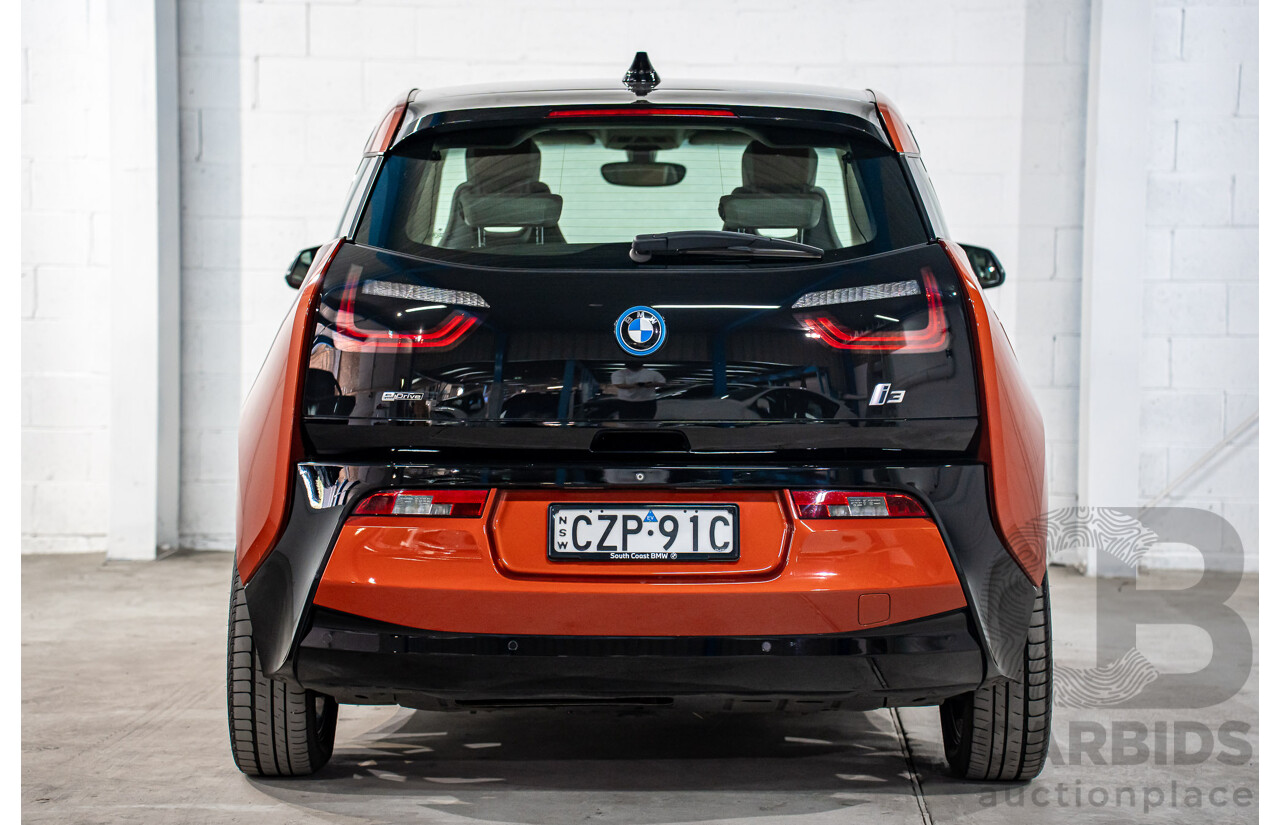 05/2015 BMW i3 REx Hybrid (RWD) IO1 4d Hatchback Solar Orange Metallic/Fluid Black 0.6L - 125kW
