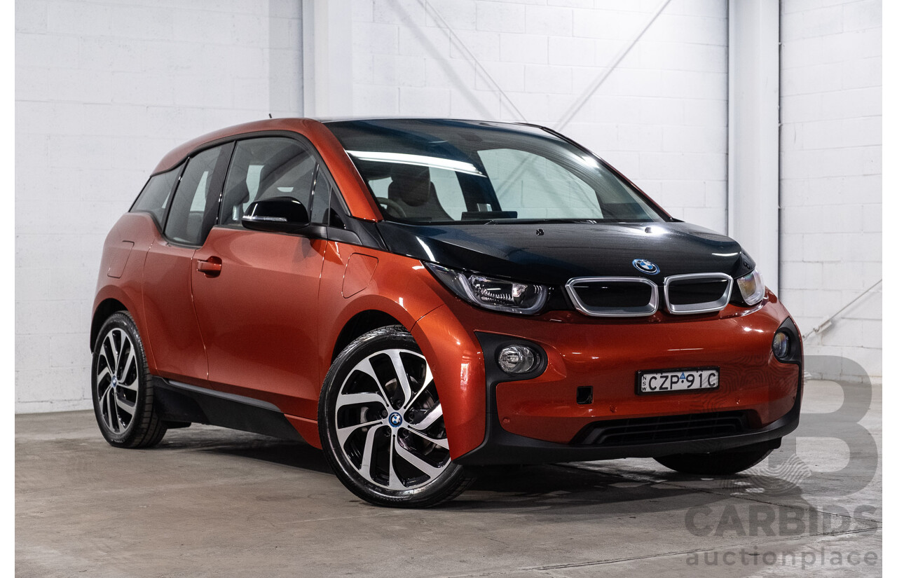 05/2015 BMW i3 REx Hybrid (RWD) IO1 4d Hatchback Solar Orange Metallic/Fluid Black 0.6L - 125kW