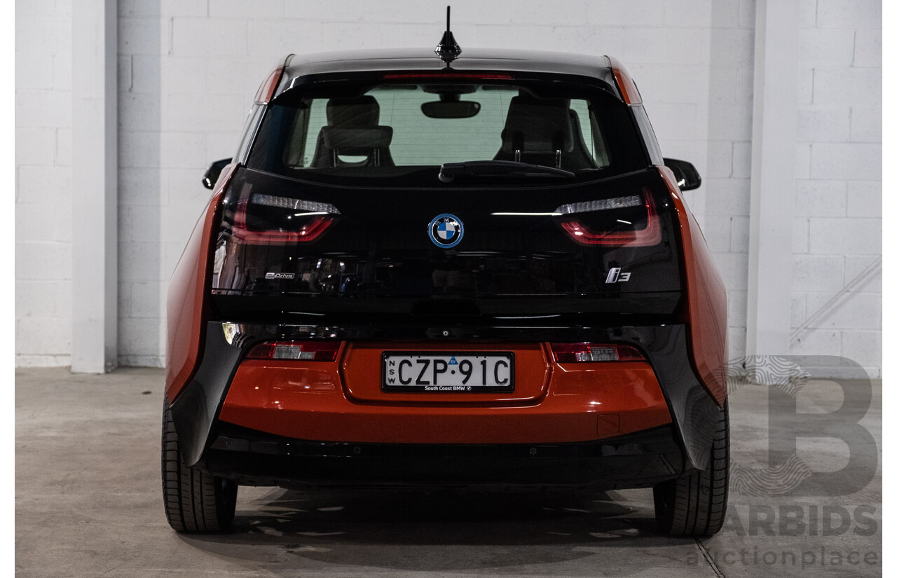 05/2015 BMW i3 REx Hybrid (RWD) IO1 4d Hatchback Solar Orange Metallic/Fluid Black 0.6L - 125kW