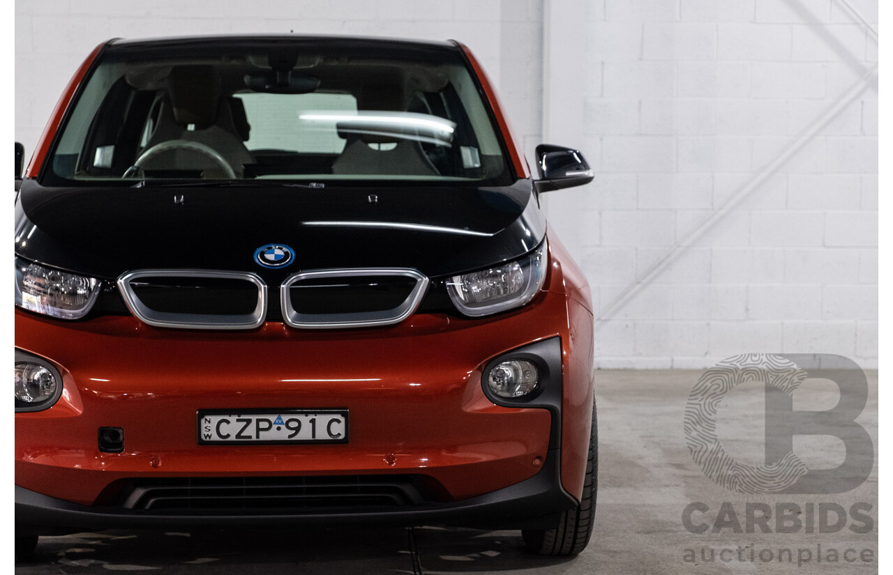 05/2015 BMW i3 REx Hybrid (RWD) IO1 4d Hatchback Solar Orange Metallic/Fluid Black 0.6L - 125kW