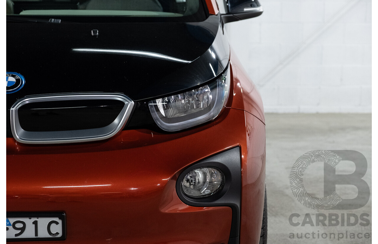 05/2015 BMW i3 REx Hybrid (RWD) IO1 4d Hatchback Solar Orange Metallic/Fluid Black 0.6L - 125kW