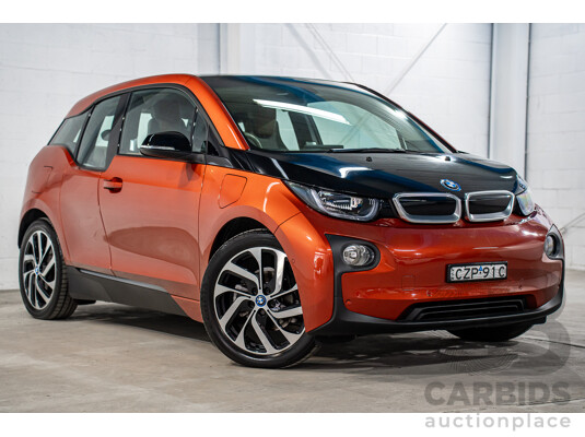 05/2015 BMW i3 REx Hybrid (RWD) IO1 4d Hatchback Solar Orange Metallic/Fluid Black 0.6L - 125kW