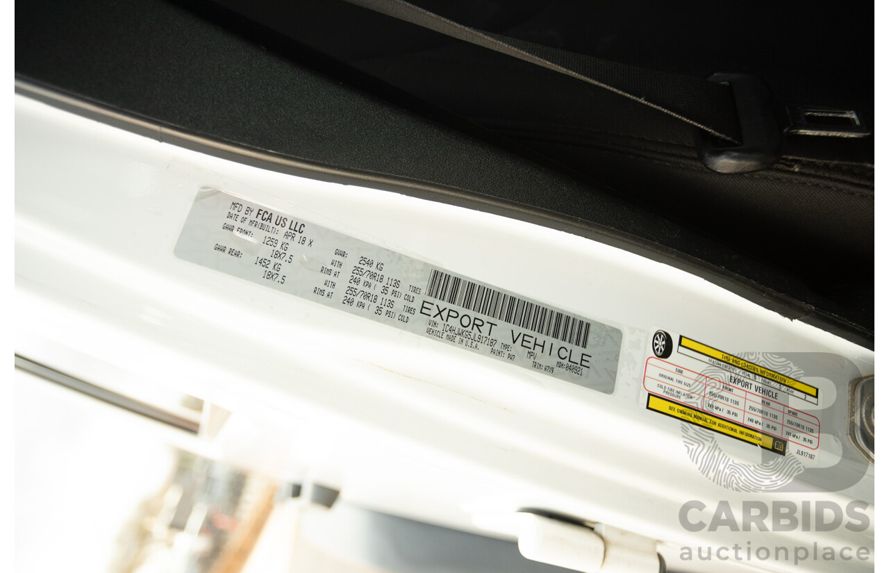 01/2018 Jeep Wrangler Unlimited SPORT (4x4) JK MY18 4D Hardtop Bright White 3.6L
