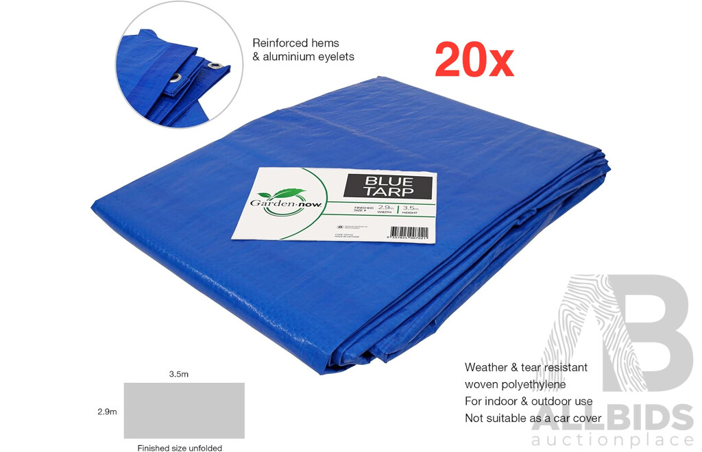 Garden.now Blue Tarp 2.9m X 3.5m - Lot of 20