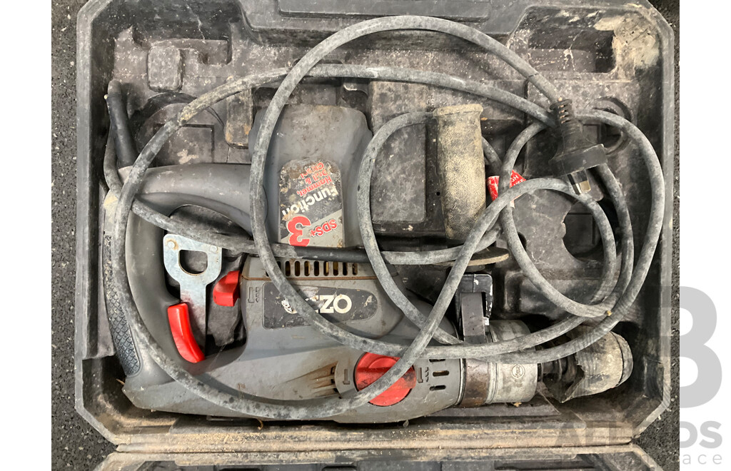 Assorted Power Tools, Including MAKITA 255mm Miter Saw, OZITO Hammer Drills and Scroll Saw - Lot of 5