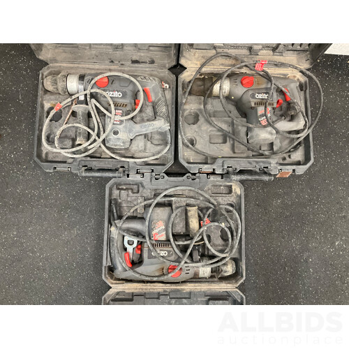 Assorted Power Tools, Including MAKITA 255mm Miter Saw, OZITO Hammer Drills and Scroll Saw - Lot of 5