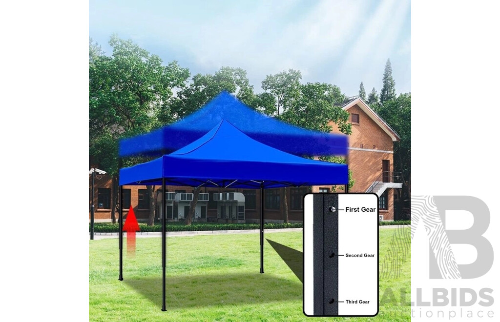KT WARE Folding Canopy - Blue - 2.5Mx2.5M with Side Cover