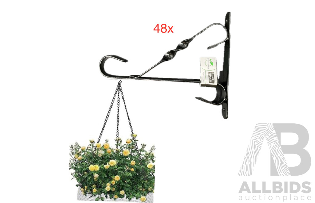 GARDEN.NOW Decorative Wall Planter Pot Bracket Black 25cm - Lot of 48 - RRP $384