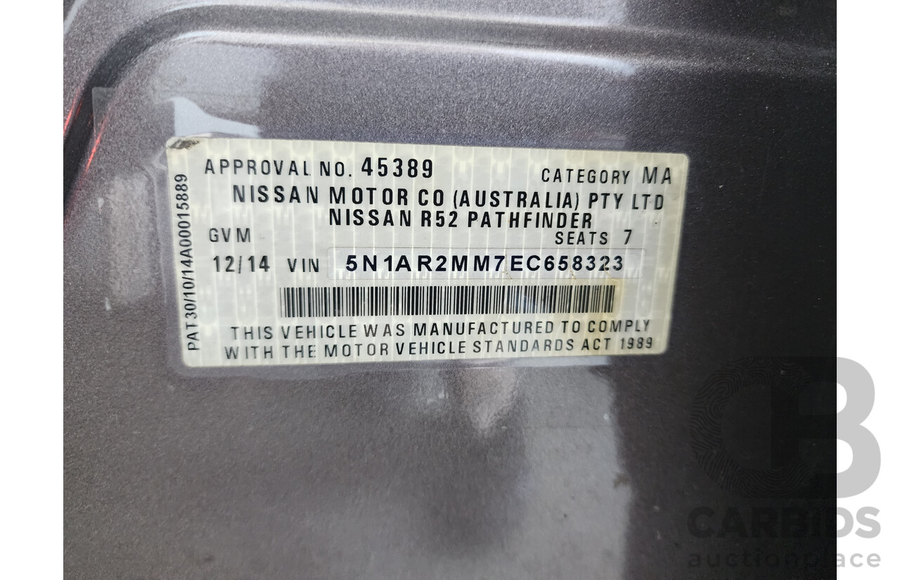 12/2014 Nissan Pathfinder Ti (4x4) R52 4d Wagon Brown 3.5L