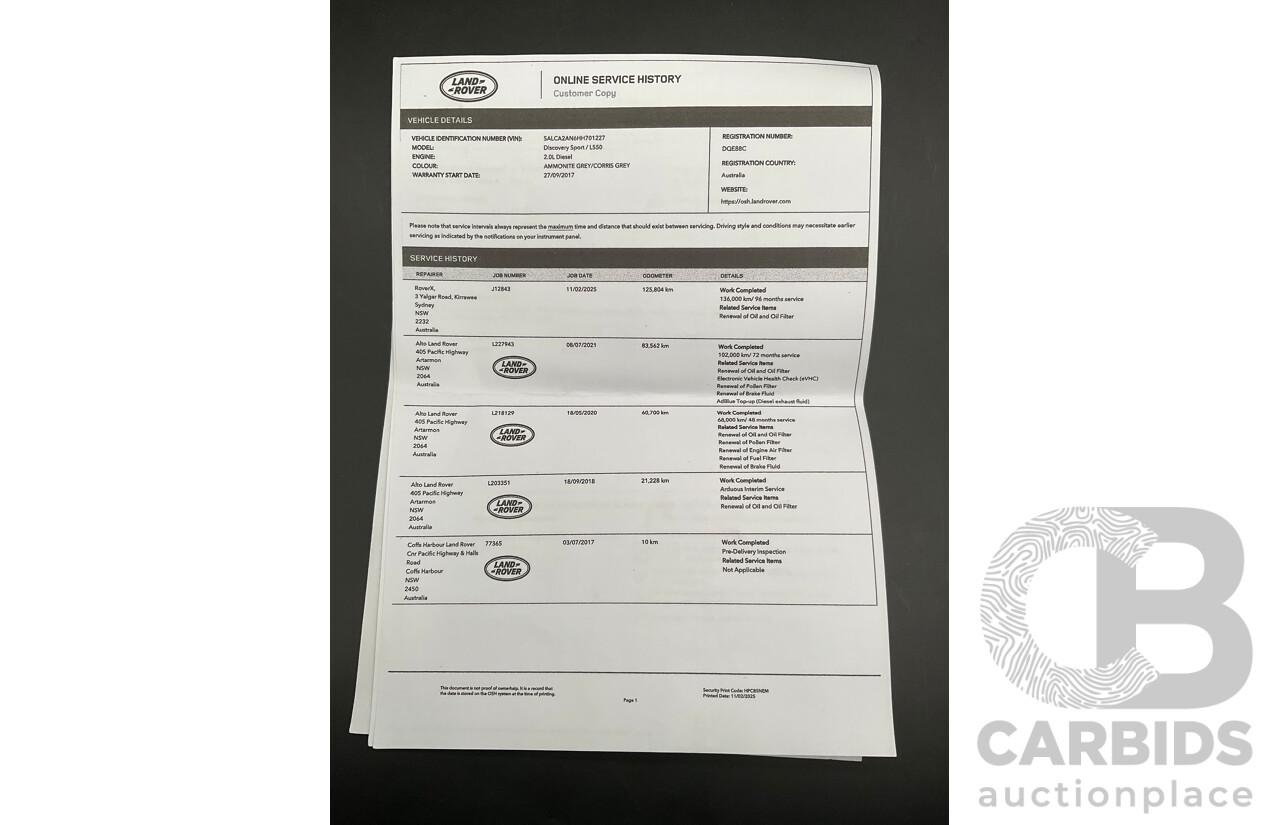 06/2017 Land Rover Discovery Sport TD4 150 SE (AWD) LC MY17 4d Wagon Ammonite Grey Metallic Turbo Diesel 2.0L - 7 Seater