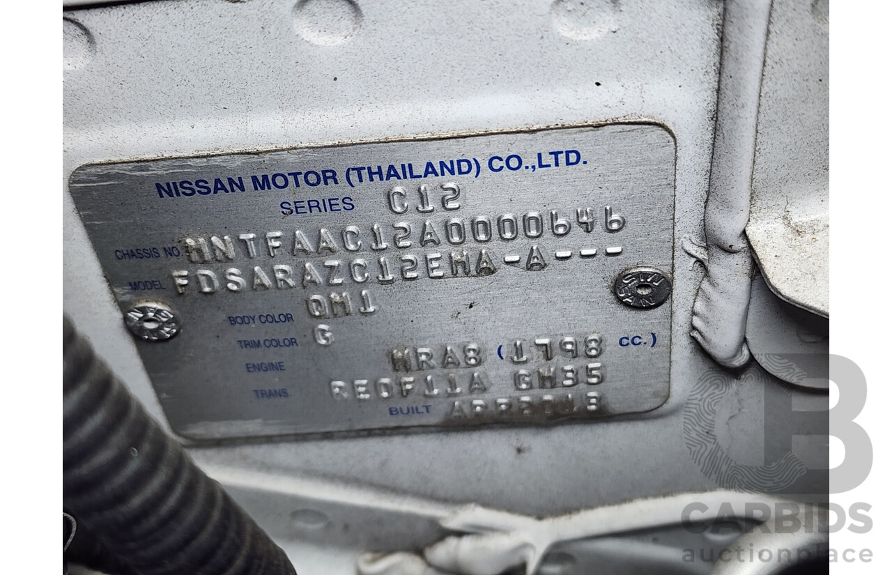 6/2013 Nissan Pulsar ST C12 5d Hatchback White 1.8L
