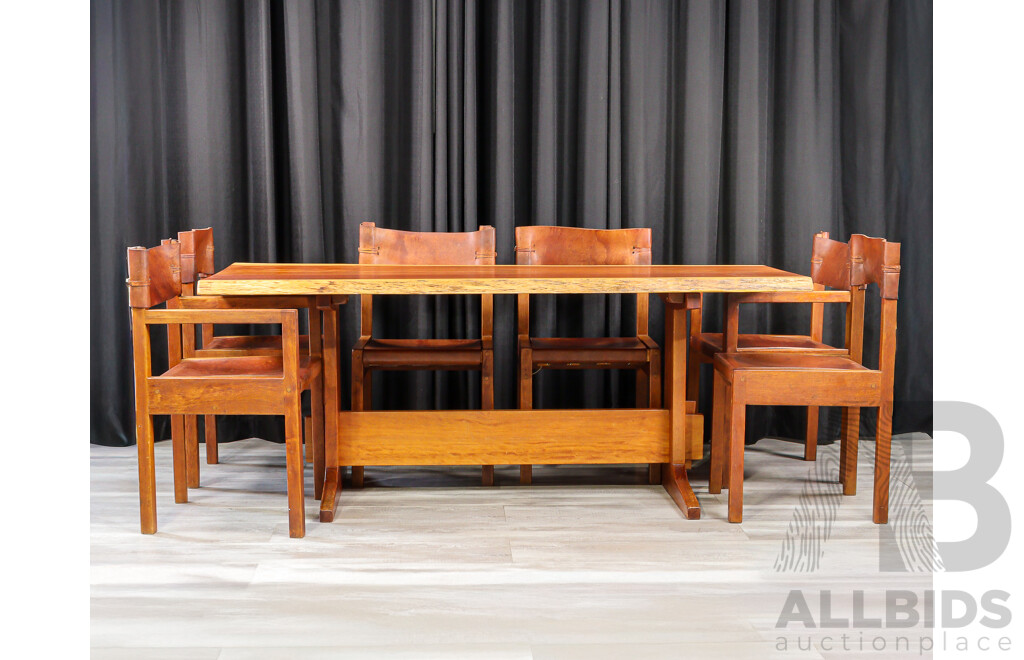Live Edge Rosewood Dining Table and Six Chairs by Jeremey & Gervase Griffith From Griffith Tablecraft, 1976