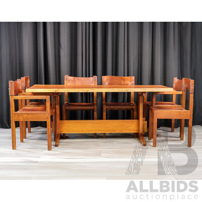 Live Edge Rosewood Dining Table and Six Chairs by Jeremey & Gervase Griffith From Griffith Tablecraft, 1976