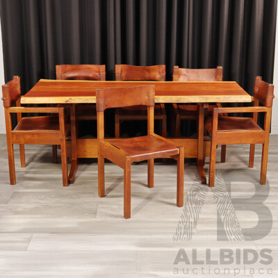 Live Edge Rosewood Dining Table and Six Chairs by Jeremey & Gervase Griffith From Griffith Tablecraft, 1976