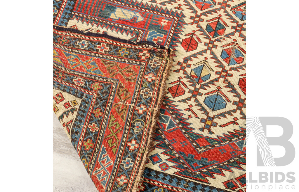 Fantastic Antique Caucasian Hand Knotted Wool Shirvan Prayer Rug with Natural Dyes, Circa Late 1800s Early 1900s