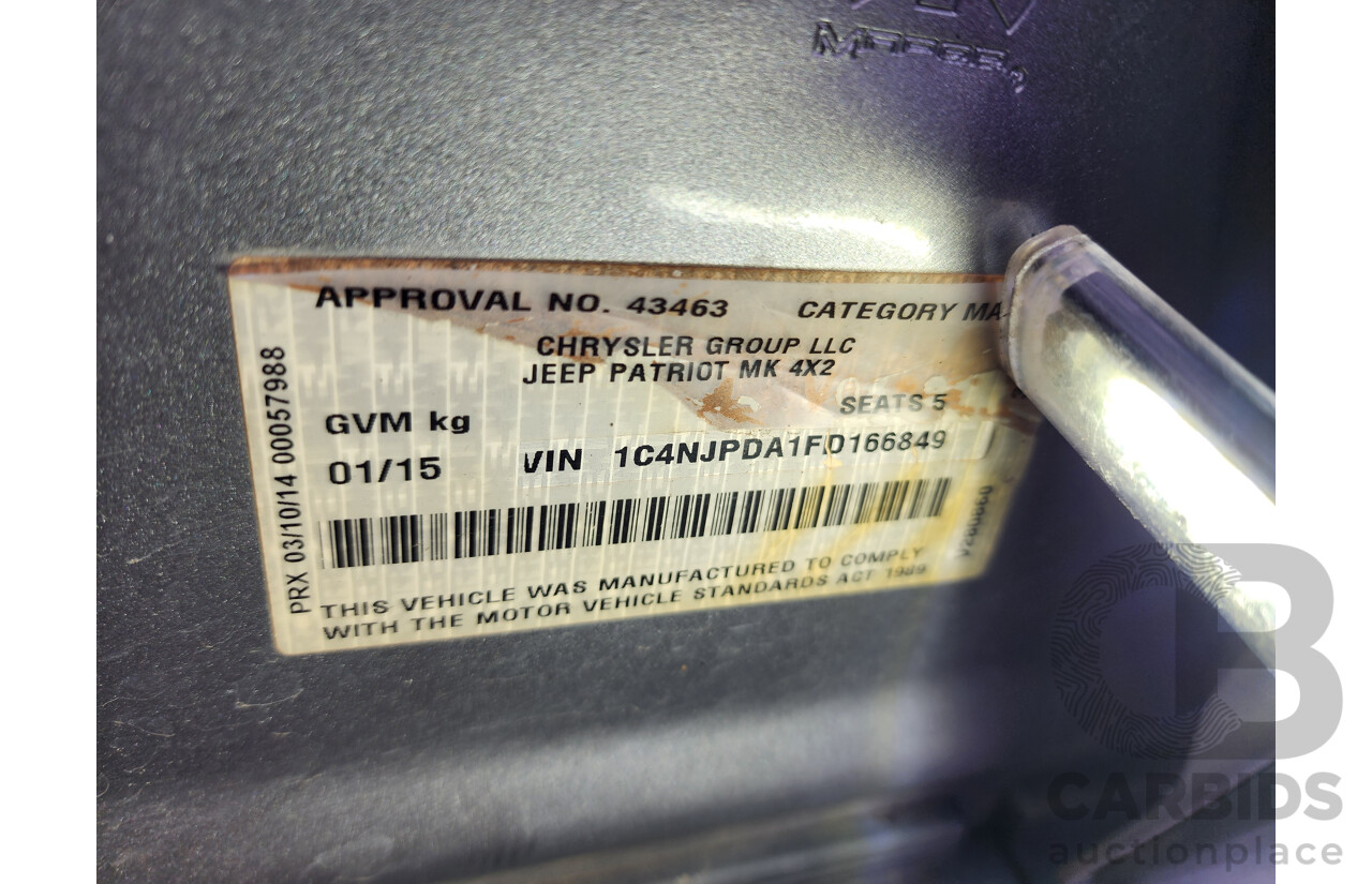 1/2015 Jeep Patriot Blackhawk MK MY14 4d Wagon Silver 2.0L