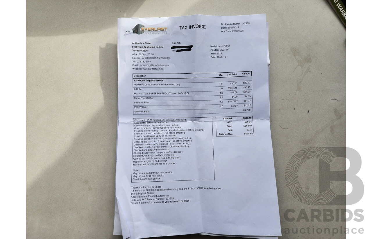 1/2015 Jeep Patriot Blackhawk MK MY14 4d Wagon Silver 2.0L