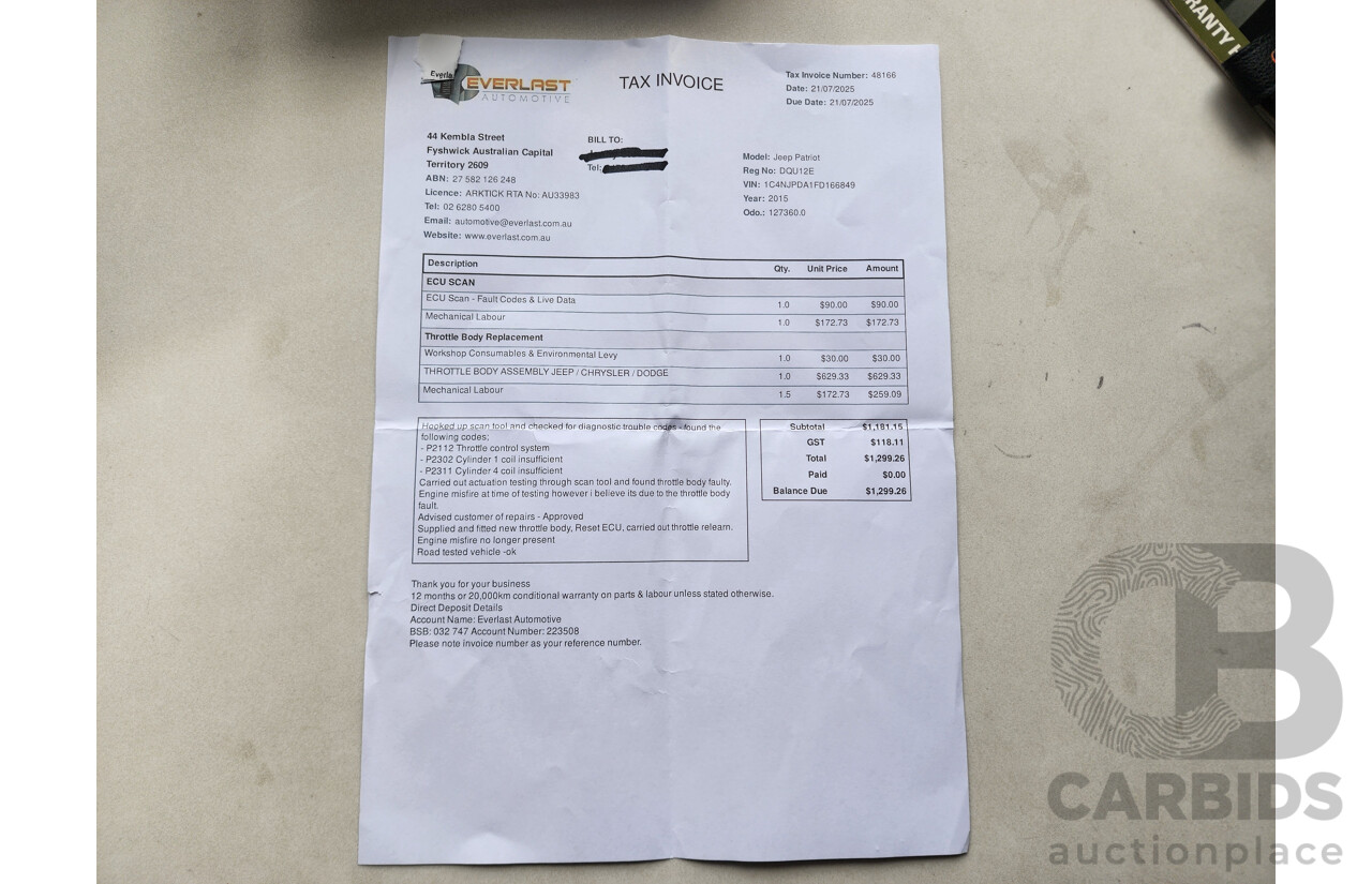 1/2015 Jeep Patriot Blackhawk MK MY14 4d Wagon Silver 2.0L