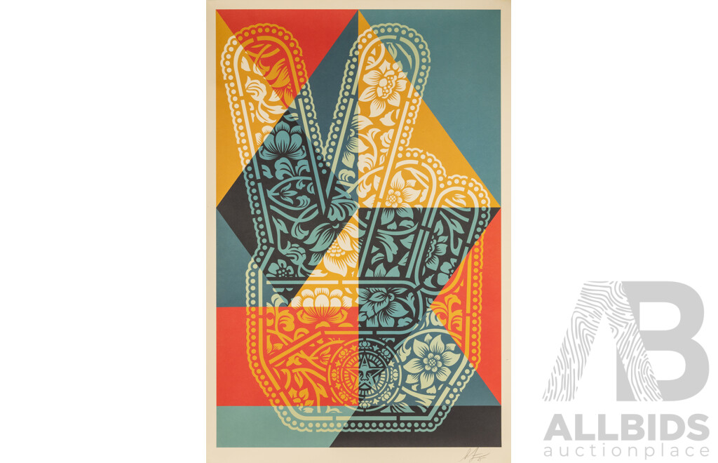 Shepard Fairey, (20th Century, American, 1970), Peace Fingers Geometric, Signed and Dated Offset Lithograph, 91 x 61 cm (edge to edge)