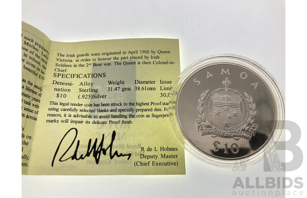 Samoa Royal Mint 1998 Silver Ten Dollar Proof Coin, Lady of the Century .925