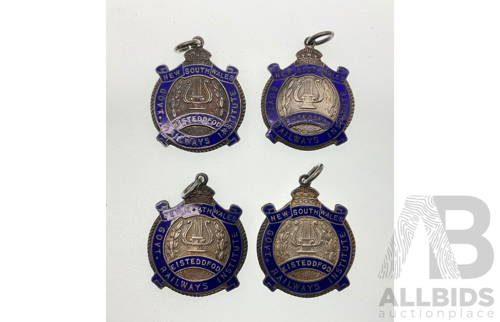 Four Australian New South Wales Government Railway Institute Eisteddfod Enamel Key Rings