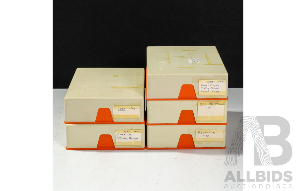 Good Collection Five Cases Slides, Mostly 1970s to 1980s of Australian & International Interest Including Europe, UK, China, USA and More