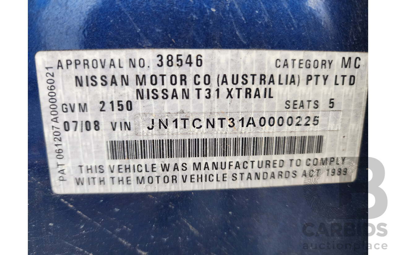 7/2008 Nissan X-Trail TL (4x4) T31 4d Wagon Blue 2.0L