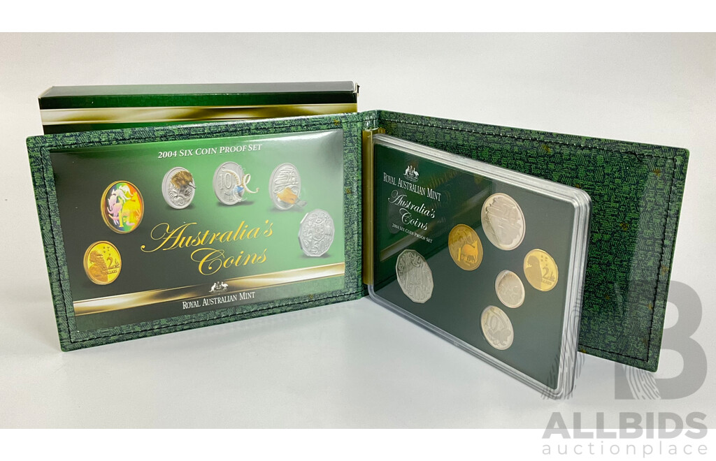 Australian RAM 2004 Six Proof Coin Set, Australia's Coins with Holographic One Dollar