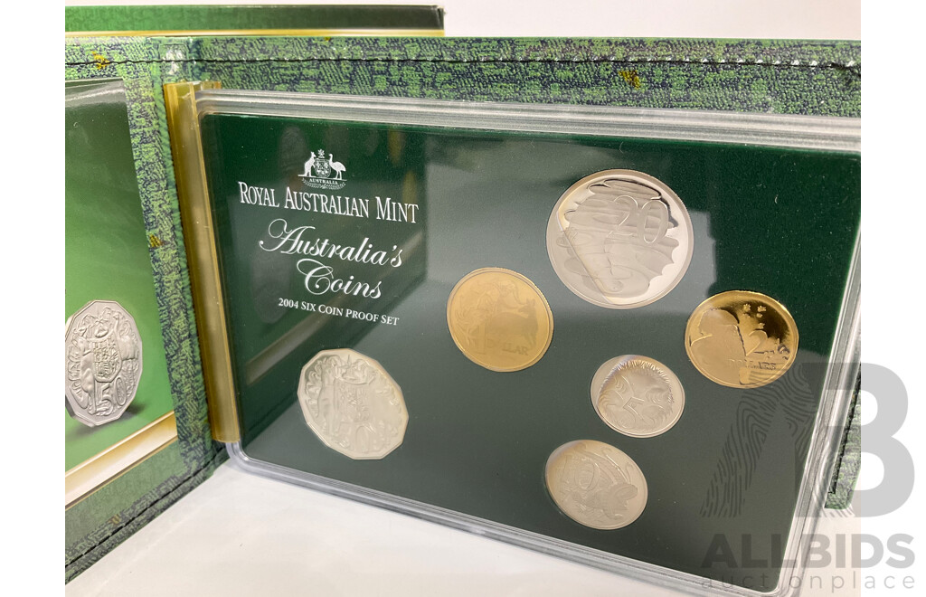 Australian RAM 2004 Six Proof Coin Set, Australia's Coins with Holographic One Dollar