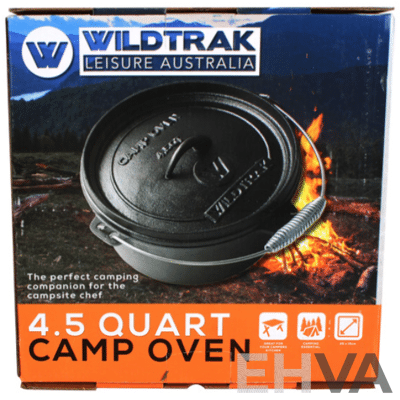 WildTrak Camping Pack - Camp Oven, Tripod, Jaffle Iron, Stove, Cutlery and Head Torch