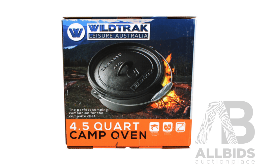 WildTrak Camping Pack - Camp Oven, Tripod, Jaffle Iron, Stove, Cutlery and Head Torch