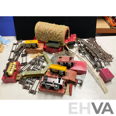 Collection of Vintage Hornby O Gauge Railway Rolling Stock, Scenery Items, Some Boxed