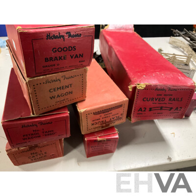 Collection of Vintage Hornby O Gauge Railway Rolling Stock, Scenery Items, Some Boxed