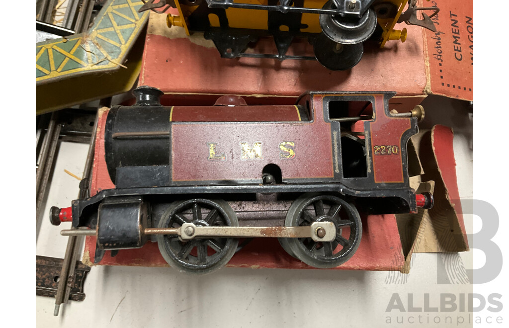 Collection of Vintage Hornby O Gauge Railway Rolling Stock, Scenery Items, Some Boxed