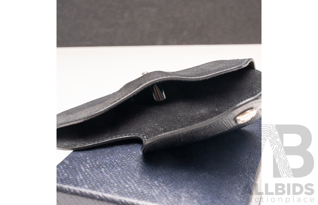 PRADA Authentic Black Leather Glasses Case with Bag Charm Clip