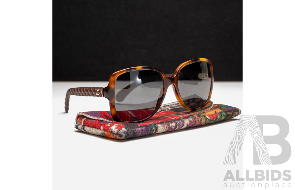 Chanel Leather Temple Prescription Lense Sunglasses, 5289-Q C.1295/59 140 2P