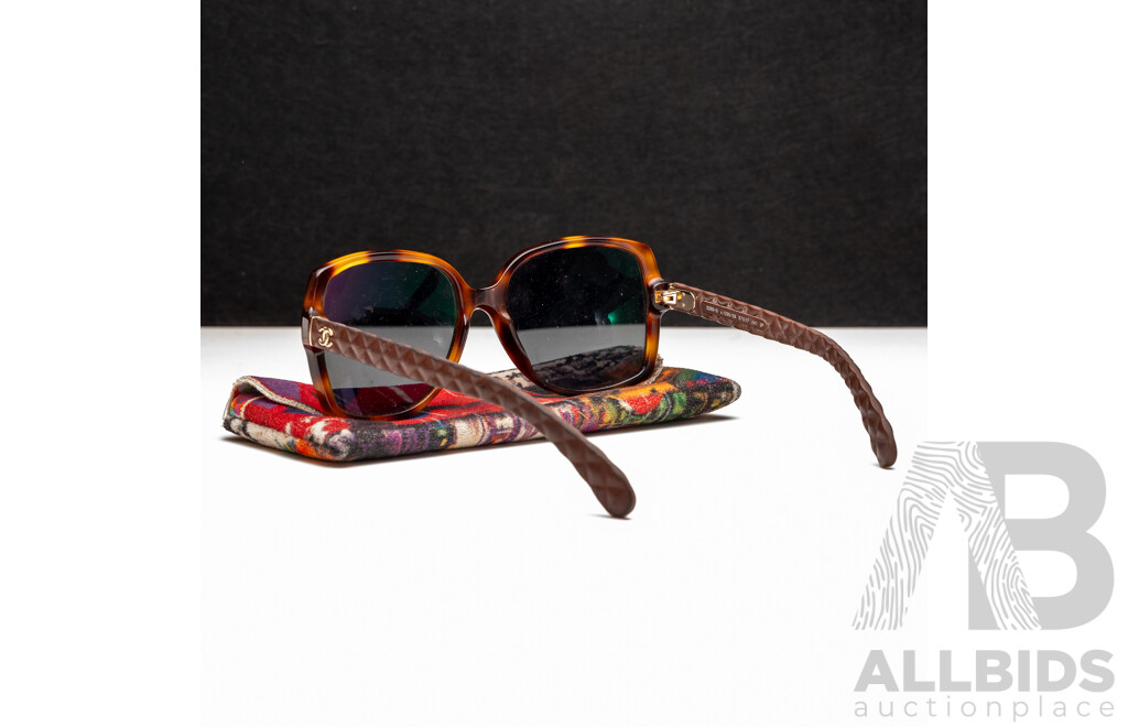 Chanel Leather Temple Prescription Lense Sunglasses, 5289-Q C.1295/59 140 2P