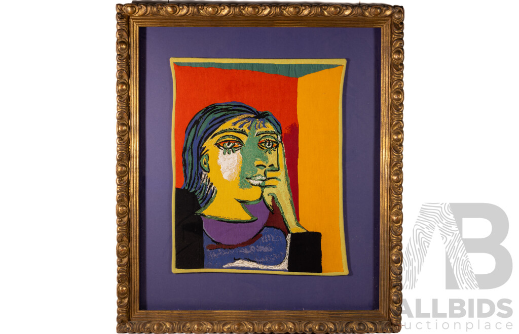 Pablo Picasso, (19/20th Centuries, 1881-1973), Portrait of Dora Maar (1937), Jacquard Tapestry of the Original, 105 x 91 cm (frame)