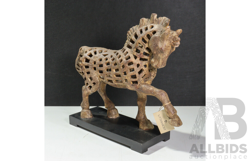 Composite Horse Sculpture on Stand Designed by Billy Moon for Uttermost