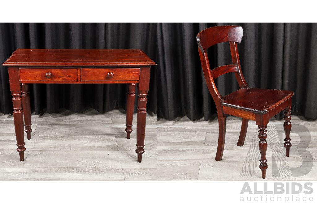 Small Victorian Cedar Desk and Chair