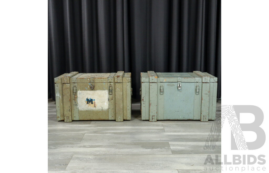 Pair of Vintage Timber Military Crates