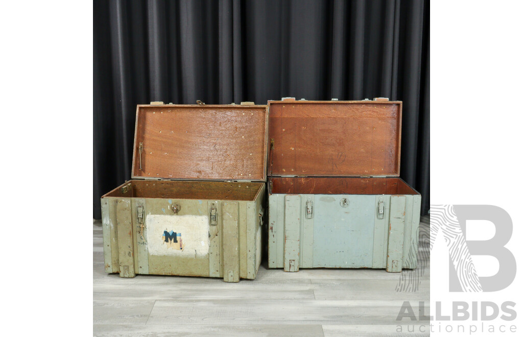 Pair of Vintage Timber Military Crates