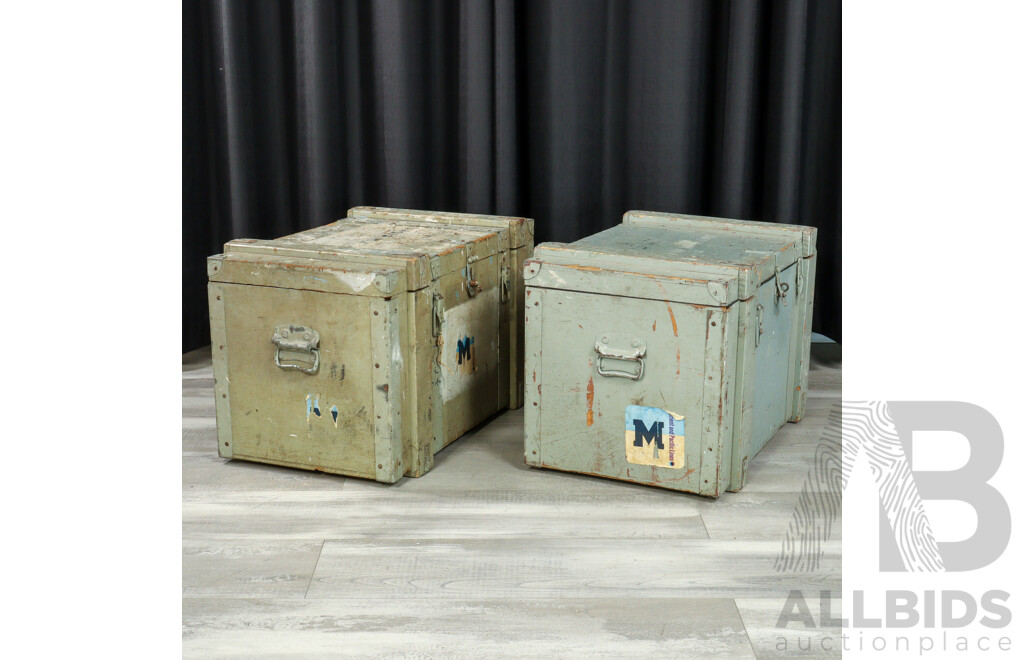 Pair of Vintage Timber Military Crates