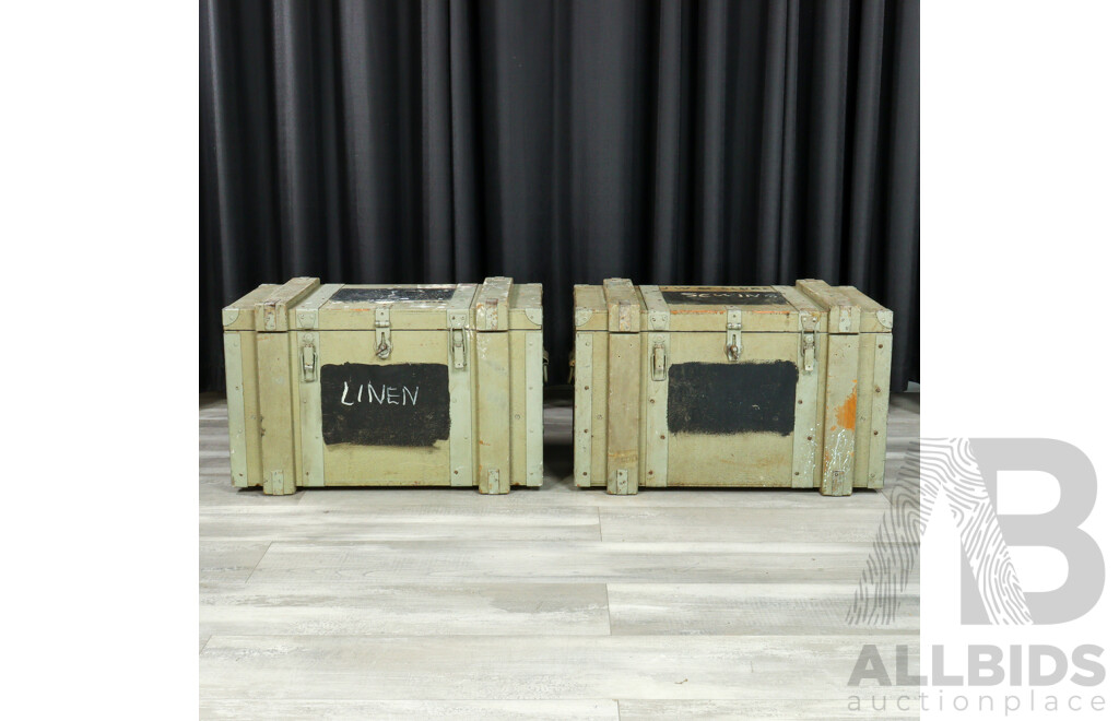 Pair of Vintage Timber Military Crates