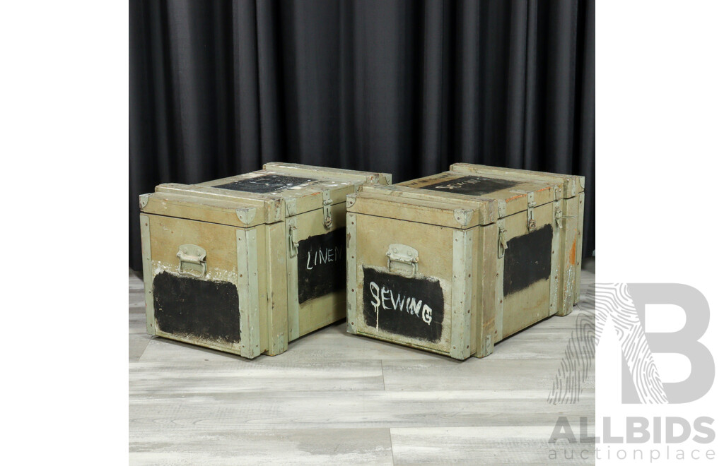 Pair of Vintage Timber Military Crates