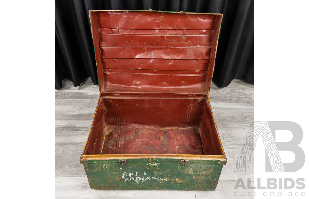 Vintage Metal Dome Top Military Trunk